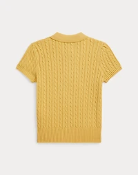 Mini-Cable Cotton Polo Sweater