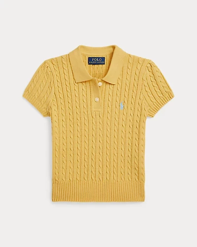 Mini-Cable Cotton Polo Sweater