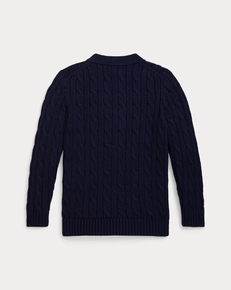 Cable-Knit Cotton V-Neck Cardigan