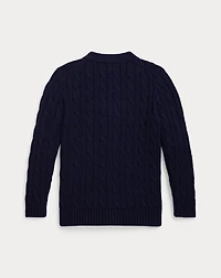Cable-Knit Cotton V-Neck Cardigan