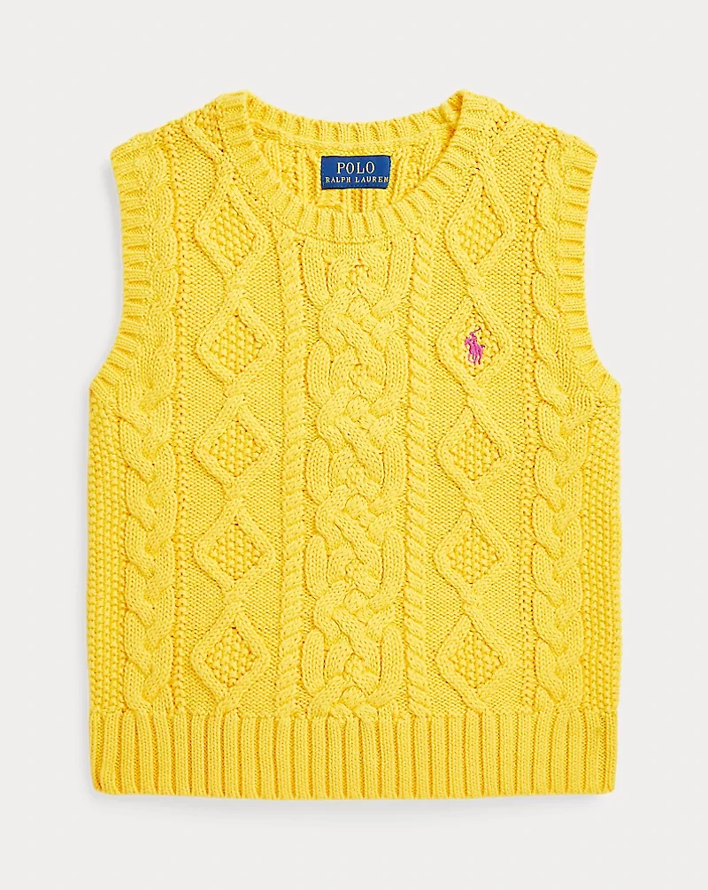 Aran-Knit Cotton Sweater Vest