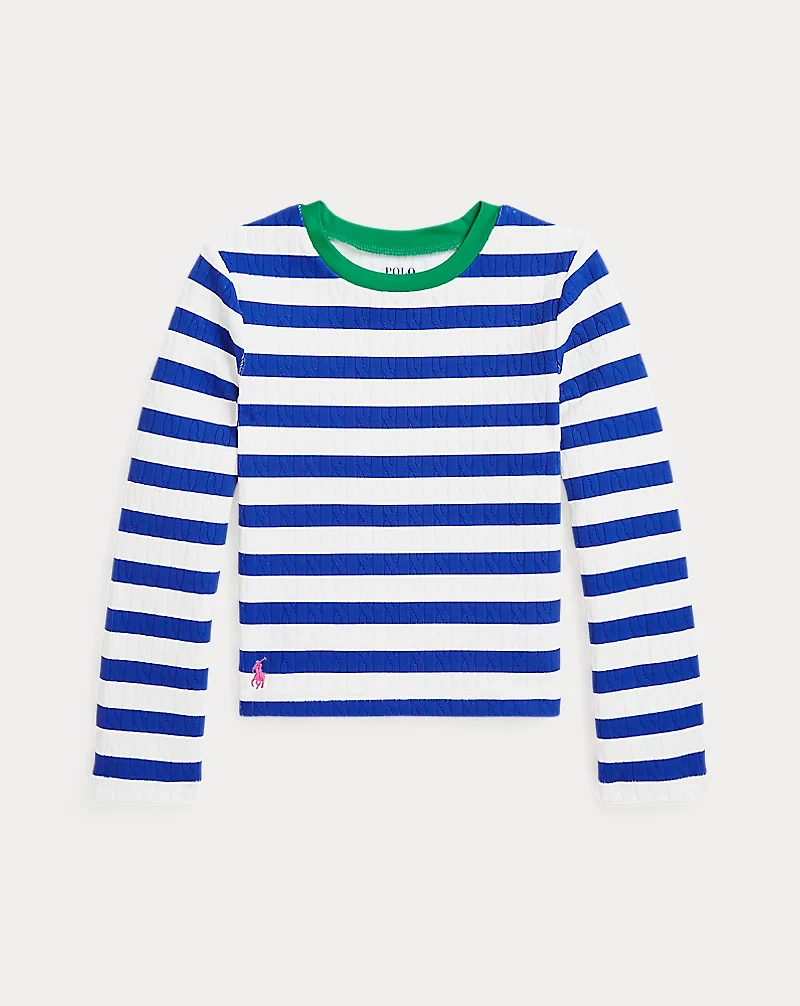 Striped Double-Knit Rash Guard