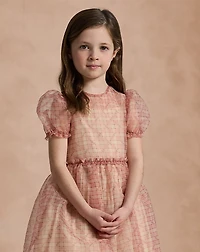 Floral Plaid Organza Dress