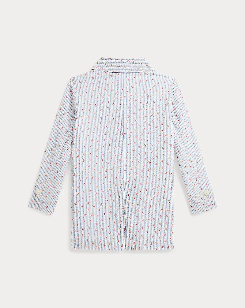 Floral Seersucker Trench Coat