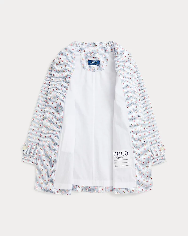 Floral Seersucker Trench Coat
