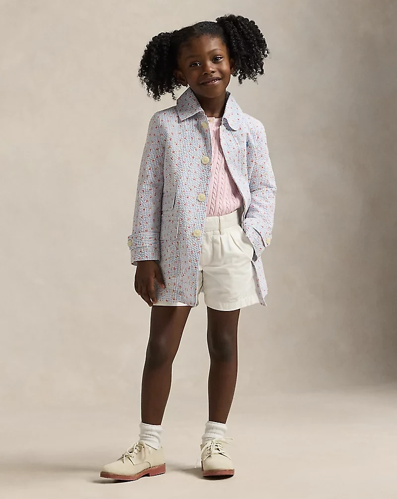 Floral Seersucker Trench Coat