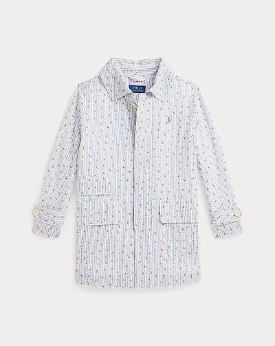 Floral Seersucker Trench Coat