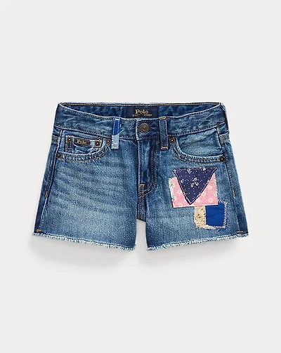 Distressed Cotton Denim Short