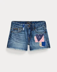 Distressed Cotton Denim Short