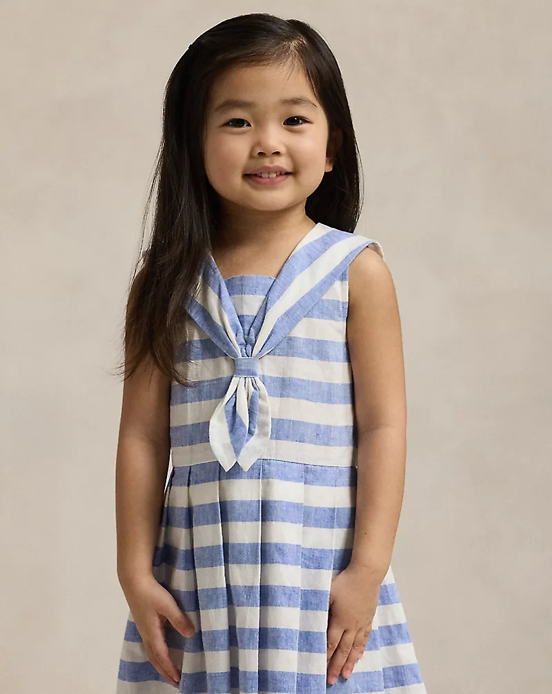 Striped Linen-Cotton Sailor Dress