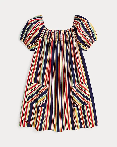 Striped Smocked Cotton Dress