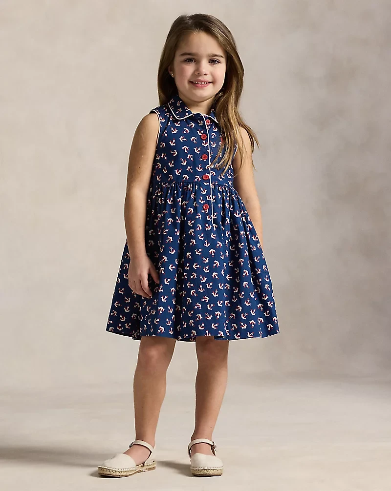 Anchor-Print Cotton Shirtdress