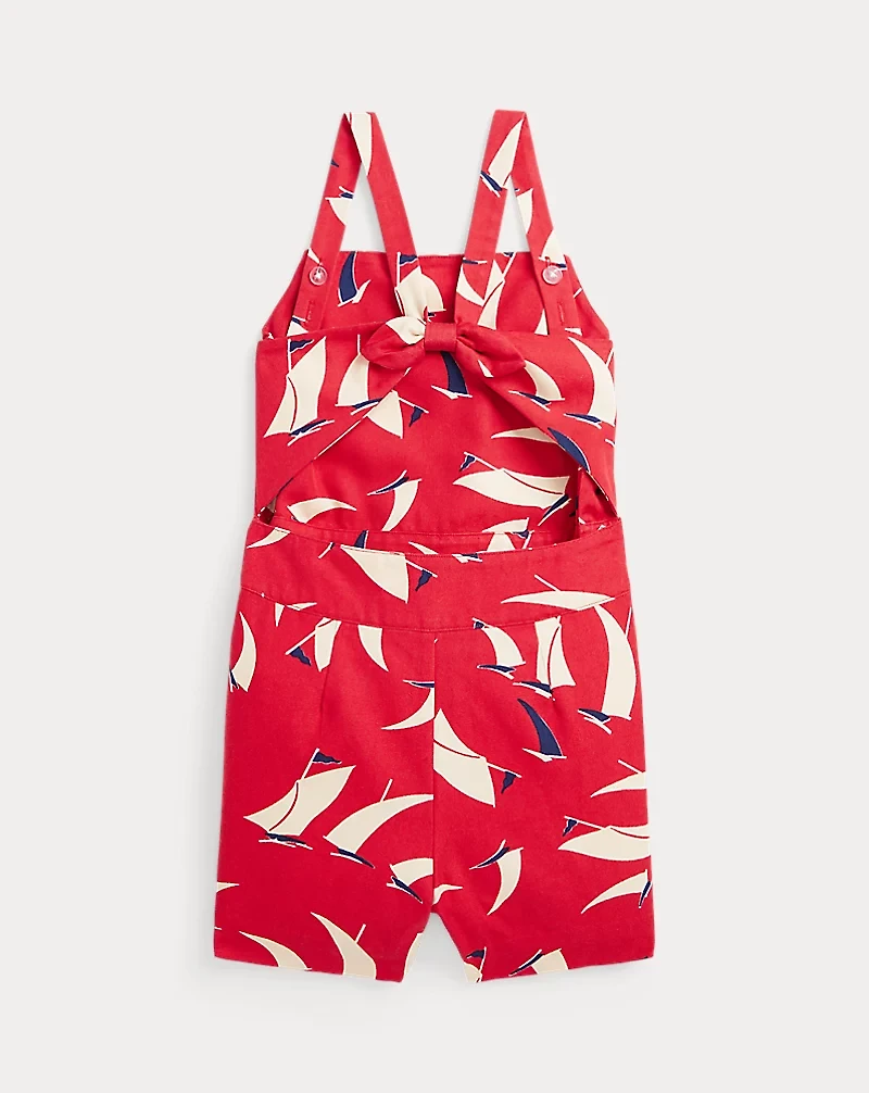 Sailboat-Print Cotton Canvas Romper