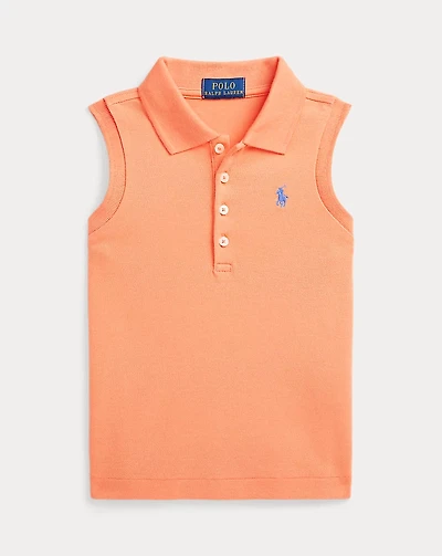 Stretch Mesh Sleeveless Polo Shirt