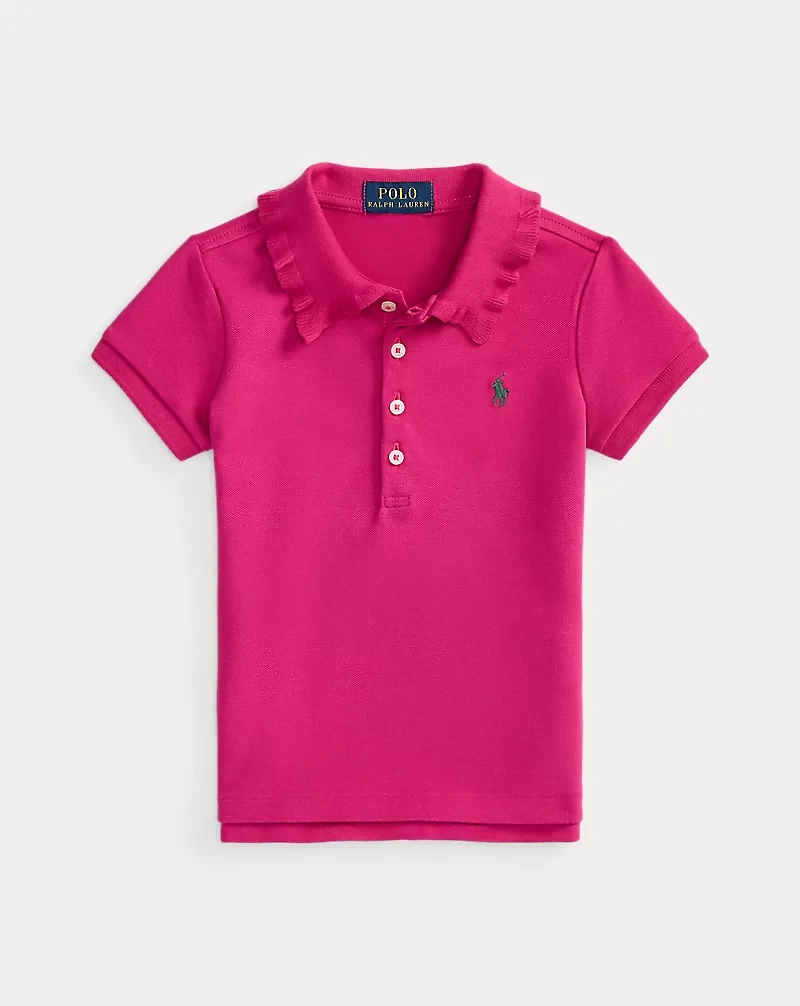 Stretch Mesh Ruffled Polo Shirt