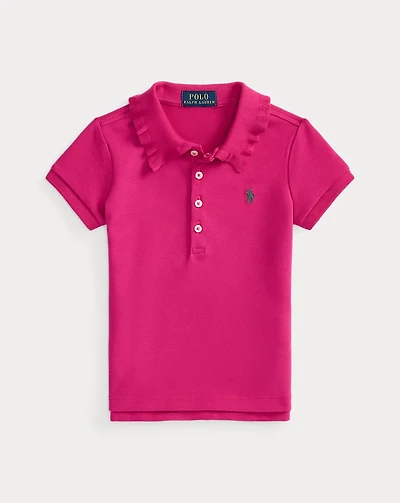 Stretch Mesh Ruffled Polo Shirt