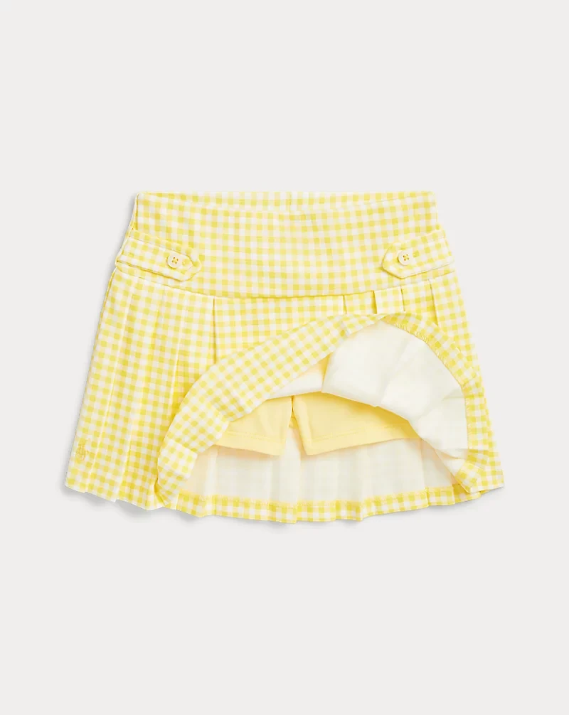 Gingham Pleated Ponte Skort