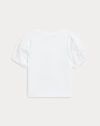 Cotton-Modal Eyelet-Sleeve Top
