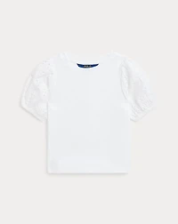 Cotton-Modal Eyelet-Sleeve Top