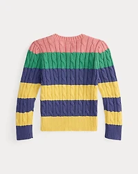 Striped Cable-Knit Cotton Sweater