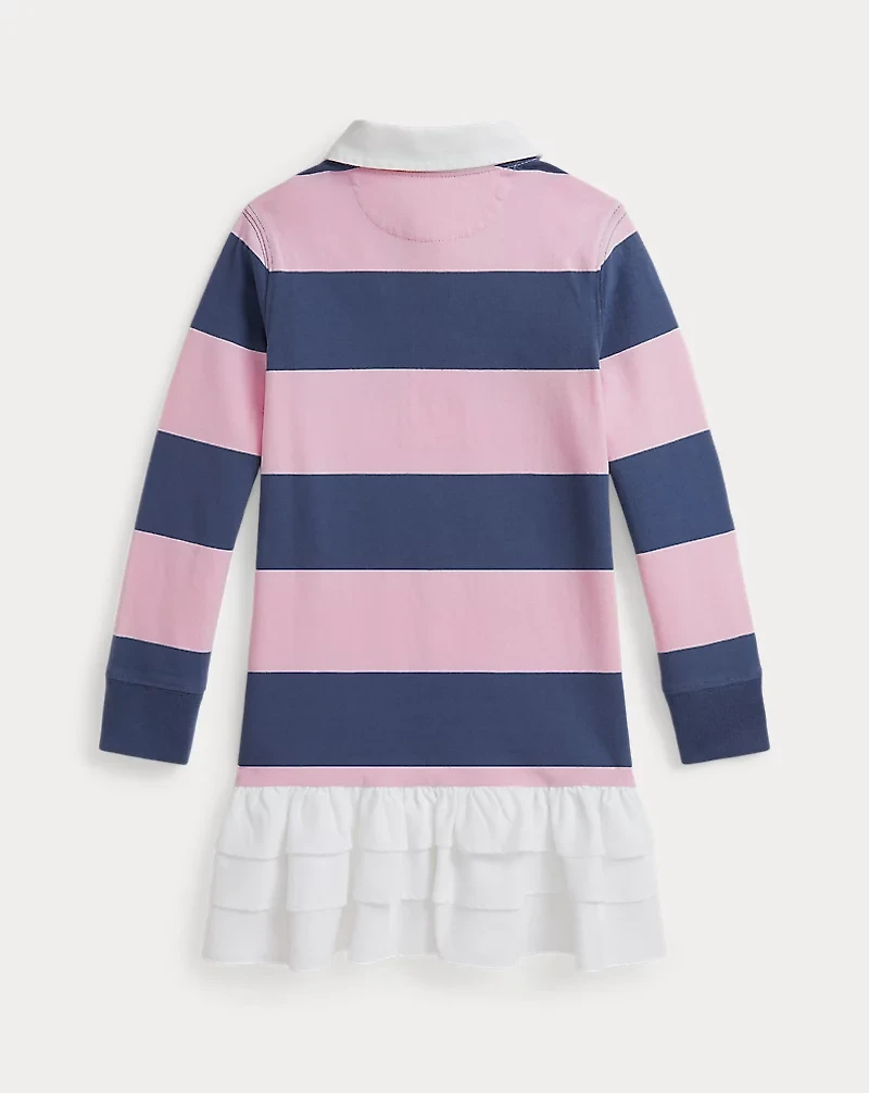 Woven-Skirt Striped Cotton Rugby Dress