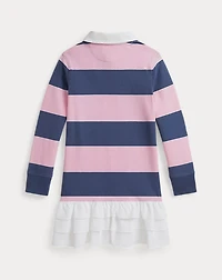 Woven-Skirt Striped Cotton Rugby Dress