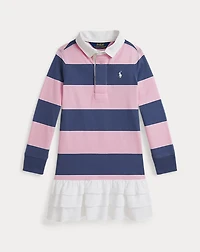 Woven-Skirt Striped Cotton Rugby Dress
