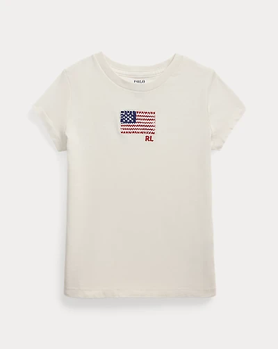 Flag-Appliqué Cotton Jersey Tee
