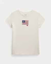 Flag-Appliqué Cotton Jersey Tee