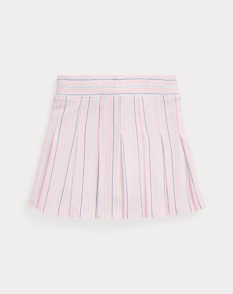 Striped Pleated Oxford Mesh Skort