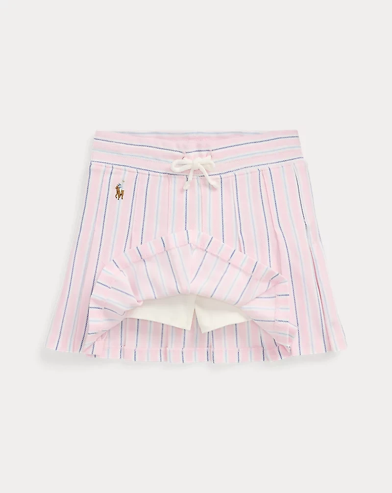 Striped Pleated Oxford Mesh Skort