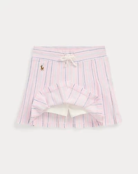 Striped Pleated Oxford Mesh Skort