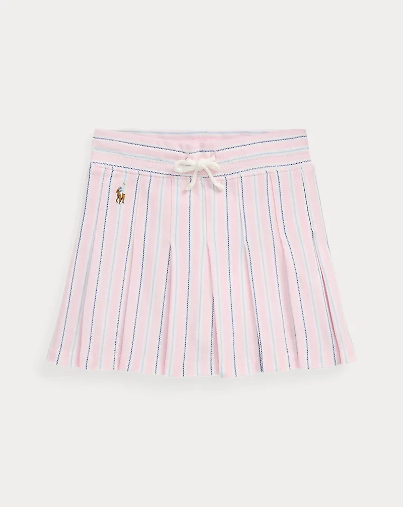 Striped Pleated Oxford Mesh Skort