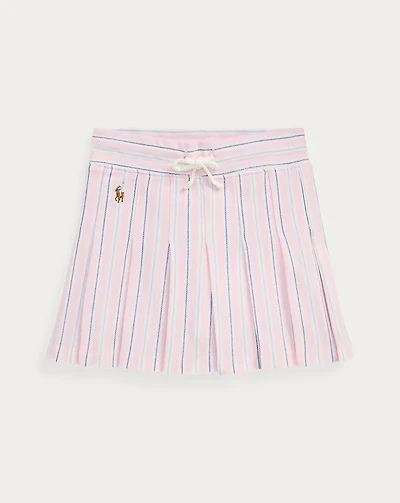 Striped Pleated Oxford Mesh Skort