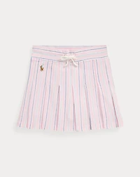 Striped Pleated Oxford Mesh Skort