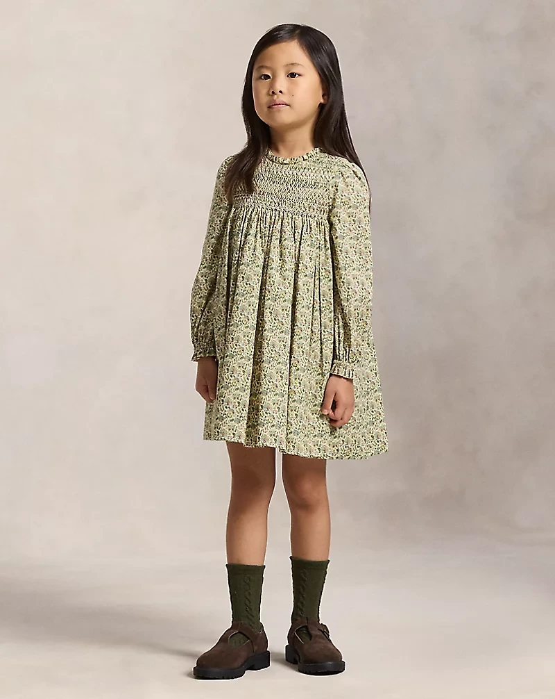 Floral Smocked Cotton Poplin Dress