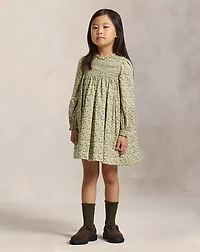 Floral Smocked Cotton Poplin Dress