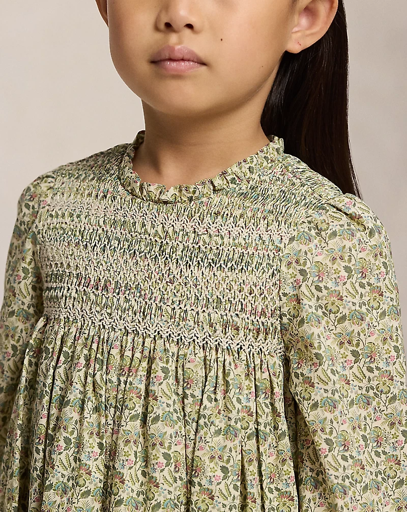Floral Smocked Cotton Poplin Dress