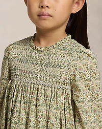 Floral Smocked Cotton Poplin Dress
