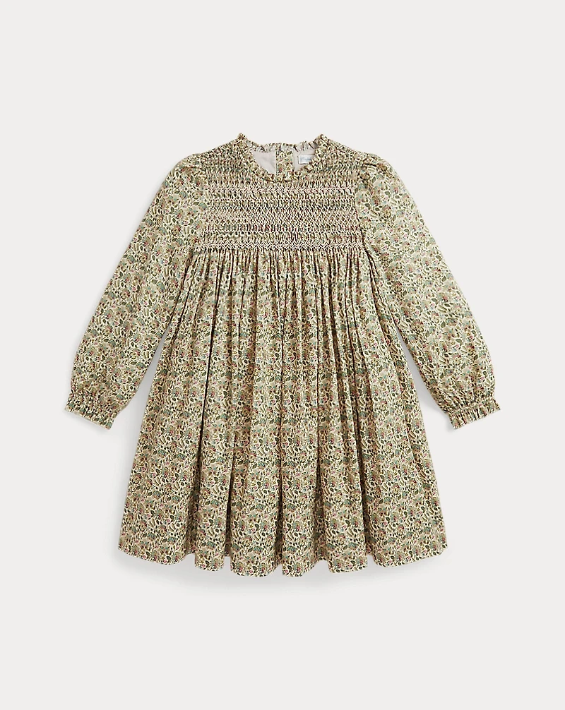 Floral Smocked Cotton Poplin Dress