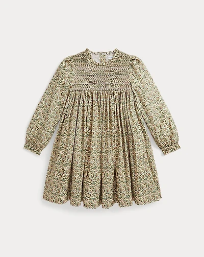 Floral Smocked Cotton Poplin Dress