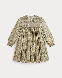 Floral Smocked Cotton Poplin Dress