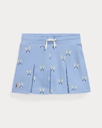 Tennis-Print Stretch Mesh Skort