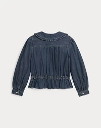 Long-Sleeve Denim Blouse