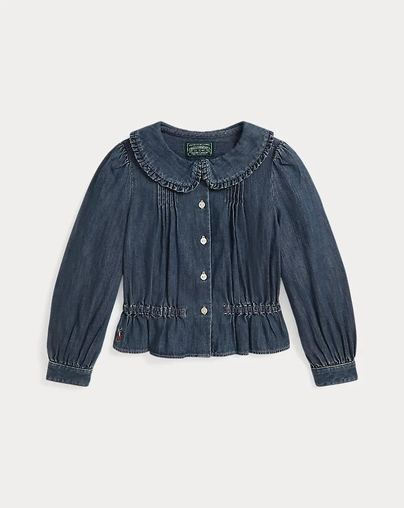Long-Sleeve Denim Blouse