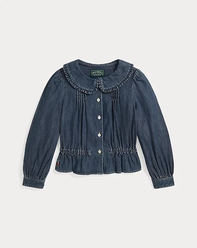 Long-Sleeve Denim Blouse