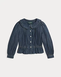 Long-Sleeve Denim Blouse