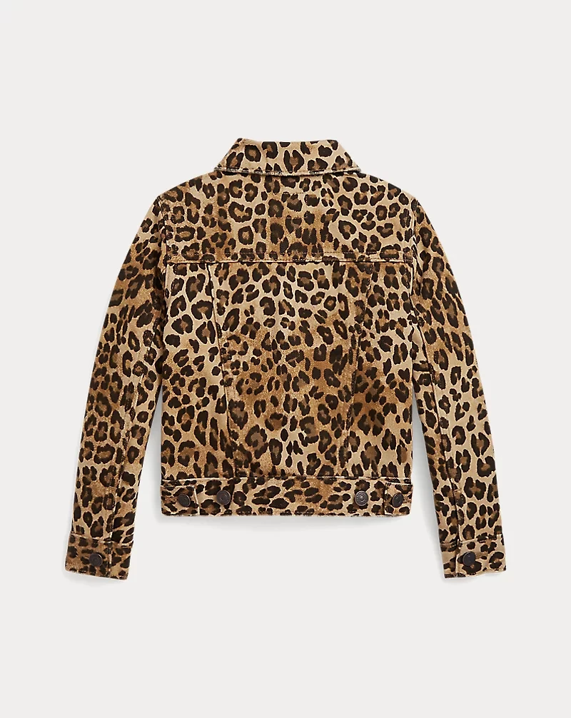 Leopard-Print Denim Trucker Jacket