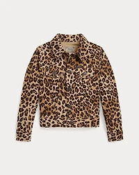 Leopard-Print Denim Trucker Jacket