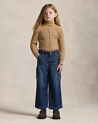 Wide-Leg Indigo Cargo Jean